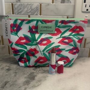 Clinique Colorful cosmetic Bag with New full size Bare Pop  Lipstick